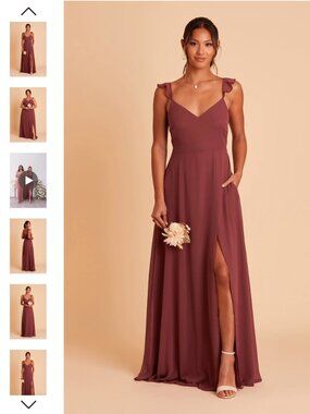 Birdie Grey Bridesmaid Dress | Rosewood | XS | Dorris Chiffon Dress